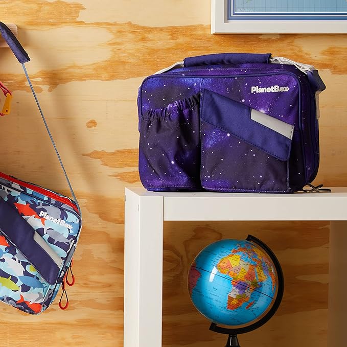 PlanetBox Insulated Lunch Bag – Stardust Edition Carry Bag with Pockets for Water Bottle and Snacks – Durable, Easy to Clean, and BPA Free