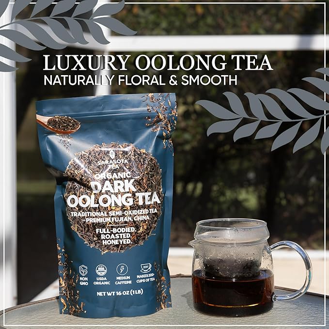 Organic Oolong Tea Loose Leaf 16oz Bulk | 100% USDA Organic Chinese Oolong Tea | Premium Semi-Oxidized Full Leaf | Smooth, Floral & Toasted Flavor | High Antioxidants | Energy & Metabolism Support | Hot or Iced | Non-GMO