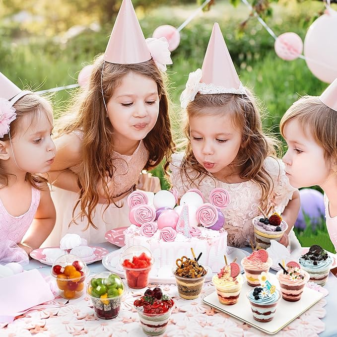 AOZITA 50 Sets, 9 oz Clear Plastic Cups with Dome Lids (No Hole) - Disposable Cups for Ice Cream,Cake,Fruit,Parfait, Dessert, Pudding and Jello Shot
