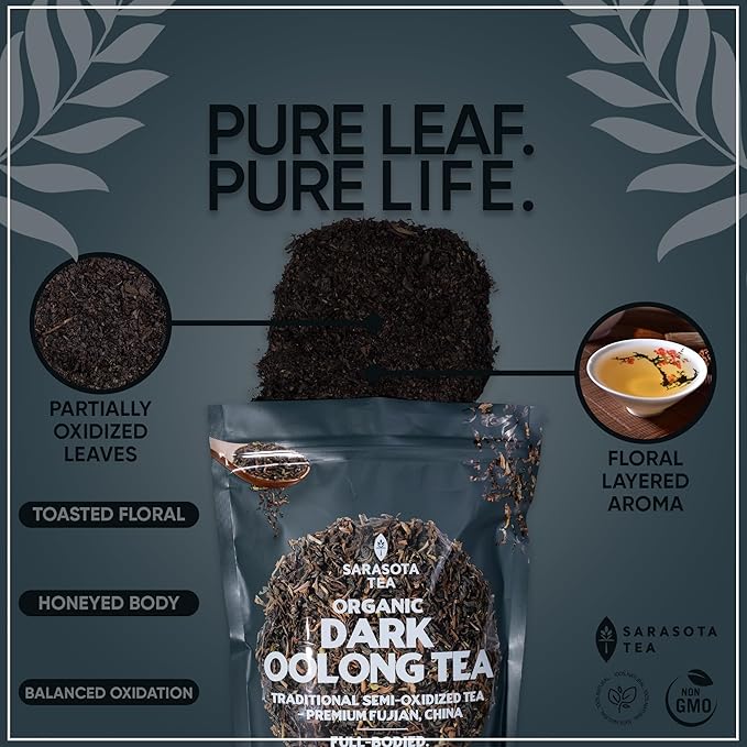 Oolong Tea Loose Leaf 4.4 oz – Premium Chinese Oolong Tea Leaves – Smooth Floral Toasted Flavor – Bulk Loose Leaf – Naturally Caffeinated