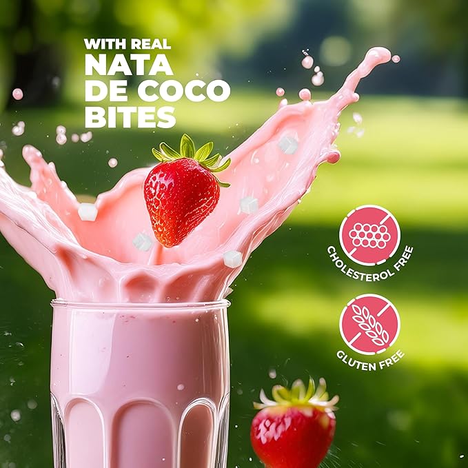 JANS - COCONUT MILK DRINK (with NATA DE COCO) STRAWBERRY 9.8 OZ (Pack of 1, Strawberry)