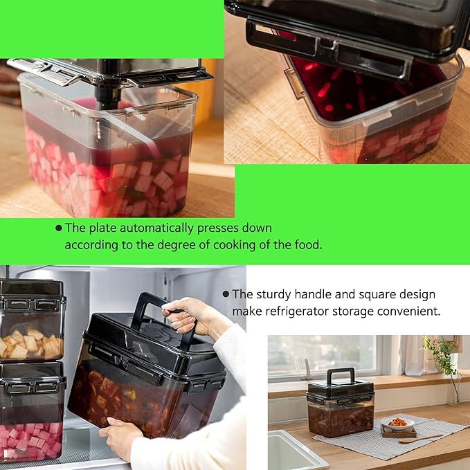 SMART Automatic Press Plate Food Storage Container for Kimchi Sauerkraut Pickle Fermentaion/Airtight Lid Food Storage Container for Preserved Food Bulk Fermentation (9L / 2.4 gal)