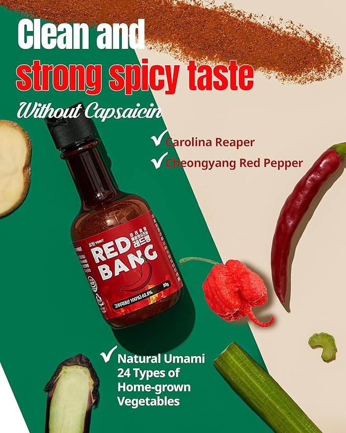 Yorit Red Bang Korean Premium Natural Gochugaru and Carolina Reaper Spicy Chili Seasoning Powder for Diverse Dishes - 55,457 Scoville Index, Extreme Spiciness, No Heartburn 요릿 레드뱅 (1.76 Ounce (Pack of 1))