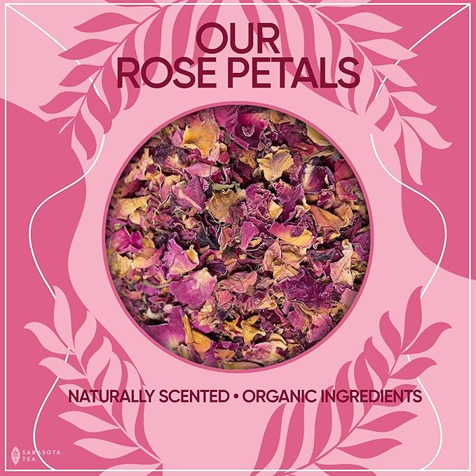 Organic Rose Petals Loose Herbal Tea | 100% USDA Organic Dried Rose Flowers | Caffeine-Free | Premium Culinary & Tea Grade | 4.4oz Bag | Floral & Aromatic | Non-GMO | Natural Beauty & Relaxation