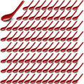 Hushee 100 Pcs Asian Chinese Soup Spoons 6.3 Inches Japanese Korean Miso Soup Spoons Red and Black Bulk with Hook for Soba Wonton Rice Pho Ramen Noodle Dumpling