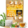 120 Tea Bags - Anti-Inflammaheb Loose Leaf Tea, 100% Natural from Ginger, Turmeric, Peppermint, Black Pepper, Cinnamon. Made with Natural Material Tea Bags. No Sugar, No Caffeine, No Gluten, Vegan.