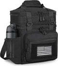 GLENKEY Tactical Lunch Box Cooler Bag - Expandable Insulated Lunch Bag for Men Women - Large Lunchbox for Adults Work Shifts Outdoor Trips Black with Flag 16L
