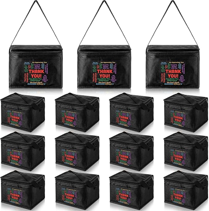 Nuogo 15 Pack Employee Appreciation Gift Bulk, Thank You Insulated Lunch Bags, Reusable Leakproof Cooler Boxes, Waterproof Thermal Beverage Bag for Team Employee Coworkers Social Work Gift