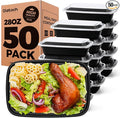 Glotoch Meal Prep Containers 28oz, 50 Pack (100-Piece) Reusable Food Storage Containers with Lids Microwave, Freezer, Dishwasher Safe - Leakproof & BPA Free Durable Plastic Bento Box for Adult