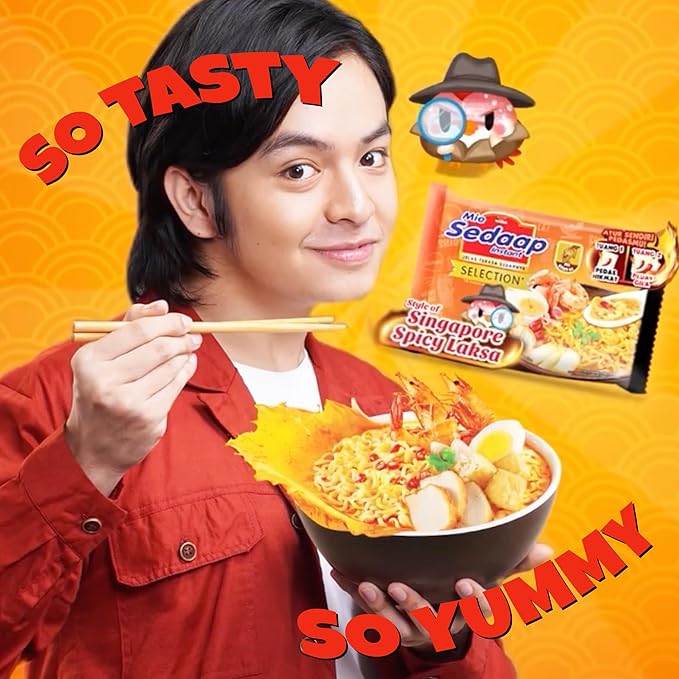 Mi Sedaap Singapore Spicy Laksa Creamy Coconut Instant Ramen Noodles, 3 ounces (Pack of 10) Authentic Indonesian Instant Noodles, Halal Certified, Perfect for Quick and Flavorful Meals