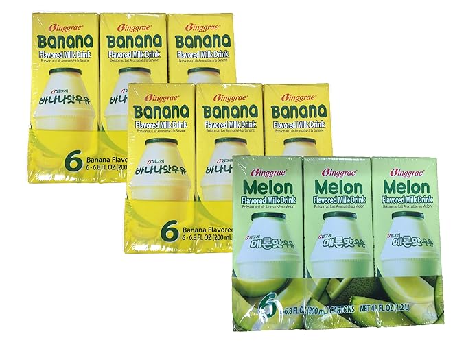 Binggrae Banna Flavor Milk and Melon Flavor Milk (2 Banana 1 Melon)