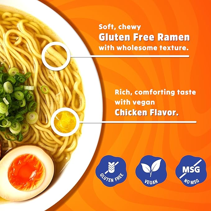 BAMI Gluten Free Ramen Noodles (Chicken Flavor) Vegan ramen noodles, Low sodium ramens noodle 6 packs, GF Ramen