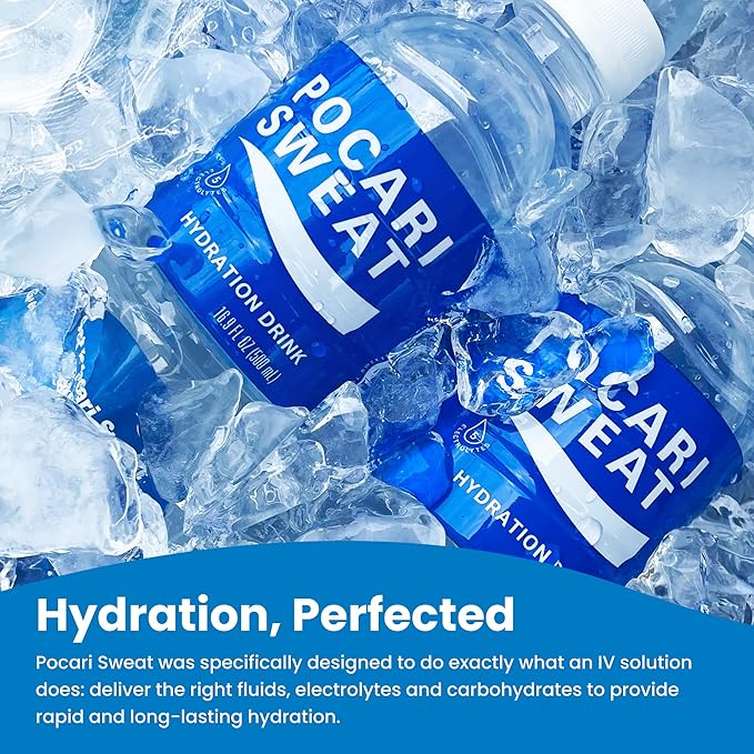 Pocari Sweat Electrolyte Drink, 24 Pack of 16.9 fl oz Bottles – Hydration, Replenishment & Recovery Beverage