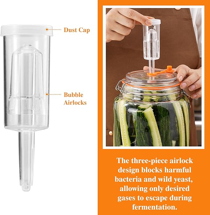 1 Gallon Fermentation Jars with Airlocks, Fermenting Kit for Sauerkraut, Kimchi, Kombucha and Pickles, 2 Pack