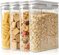 Cereal Container and Rice Storage Dispenser-Airtight Food Storage Organizers BPA-free Plastic Kitchen Pantry Storage Containers food-grade PET material Suitable for rice, grains (4L(4PC)