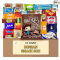 Korean Snack Box Variety Pack 24 Count – Assorted Korean Cracker, Chocolate Corn Puff, Pies, Rice Crackers, Mocha Coffee, Fruit Candy Mix, Sweet & Savory Snacks Gift Box
