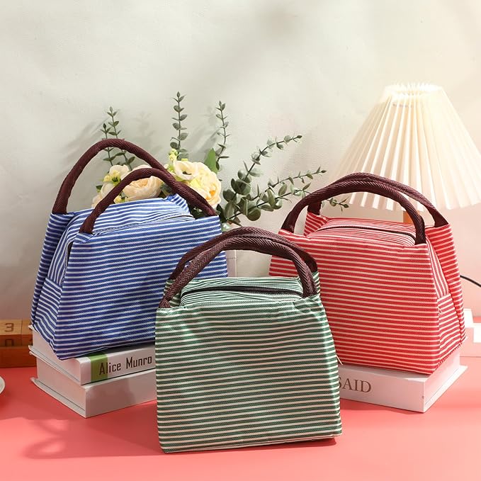 Chunful 24 Pcs Insulated Lunch Bag Bulk Reusable Thermal Lunch Box Waterproof Leakproof Tote Bag with Soft Liner for Women Men Office Work School Picnic Beach Fishing