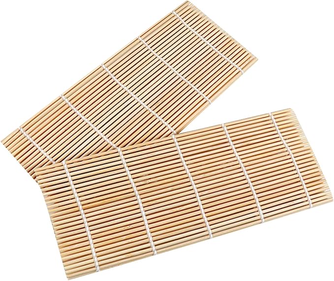 FUNGYAND Bamboo Sushi Rolling Mat with 2 Pairs of Chopsticks Natural Bamboo 9.5"x9.5" 2 Pcs Sushi Making Kit