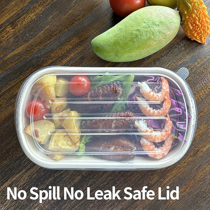 50 Pack 32 oz Disposable Meal Prep Containers Disposable Food Containers with Lids, Paper Togo Containers for Meal Prep, Lunch, Leftover (50 Bowls 50 Lids)