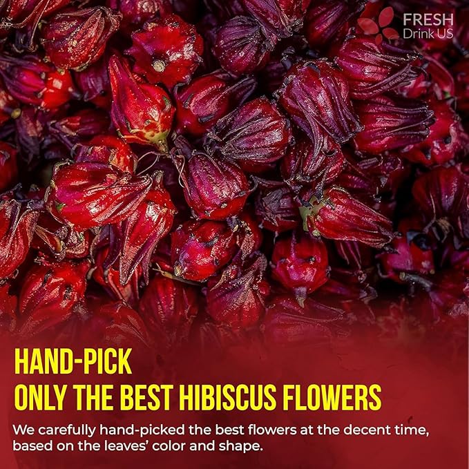 FRESHDRINKUS 140 Hibiscus Flowers Tea Bags, 100% Natural, Pure from Hibiscus Flowers. Loose Flower Hibiscus Herbal Tea. Hibiscus Flower Tea. No Sugar, No Caffeine, No Gluten, Vegan.