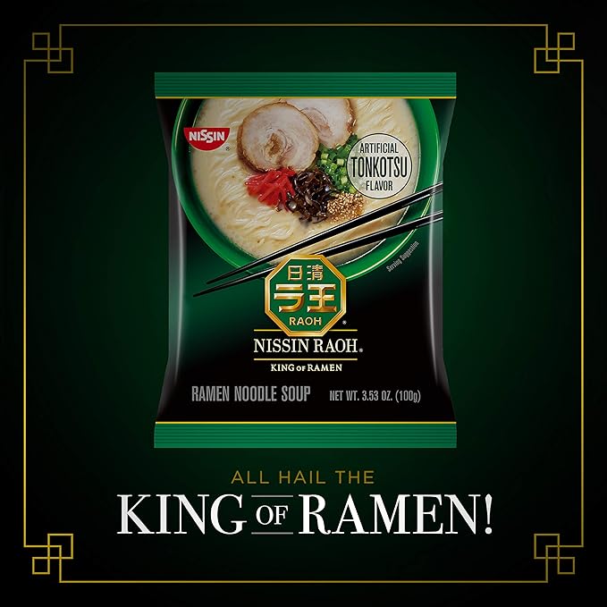 Nissin RAOH Ramen Noodle Soup,Tonkotsu,3.53 Ounce,(Pack of 12)