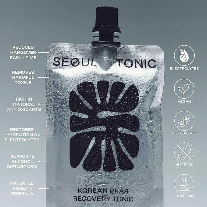 Seoul Tonic Patented "Pre Party" Korean Pear Natural Tonic, Science-Backed, Patented Formula for Easier Morning,Natural Potassium & DHM (100ML) Pack of 1