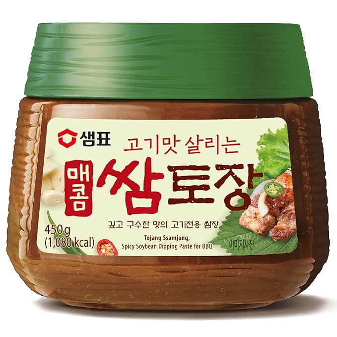 SEMPIO Spicy Tojang Ssamjang - Premium Korean Dipping Sauce for BBQ, Vegetables & Meats, Fermented Soybean Paste, Non-GMO (15.9oz/450g)