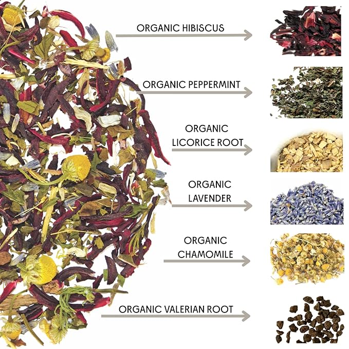 The Tea Spot Organic Lights Out Tea with Valerian Root Relaxation | Blend of Hibiscus, Peppermint, Chamomile, Lavender, Licorice Root & Valerian Root | Caffeine-Free 15 Tea Bags, Pack of 1
