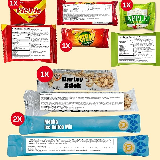 Korean Snack Box Variety Pack 24 Count – Assorted Korean Cracker, Chocolate Corn Puff, Pies, Rice Crackers, Mocha Coffee, Fruit Candy Mix, Sweet & Savory Snacks Gift Box