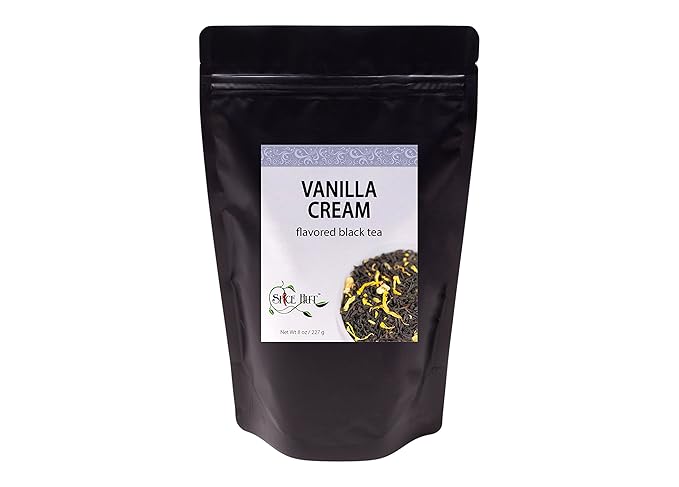 Vanilla Cream Black Tea, Loose Leaf Black Tea Blend, Caffeine, Hot & Iced Black Tea Loose Leaves| 8oz Bulk Tea, 80-100 Cups | The Spice Hut, First Sip of Tea