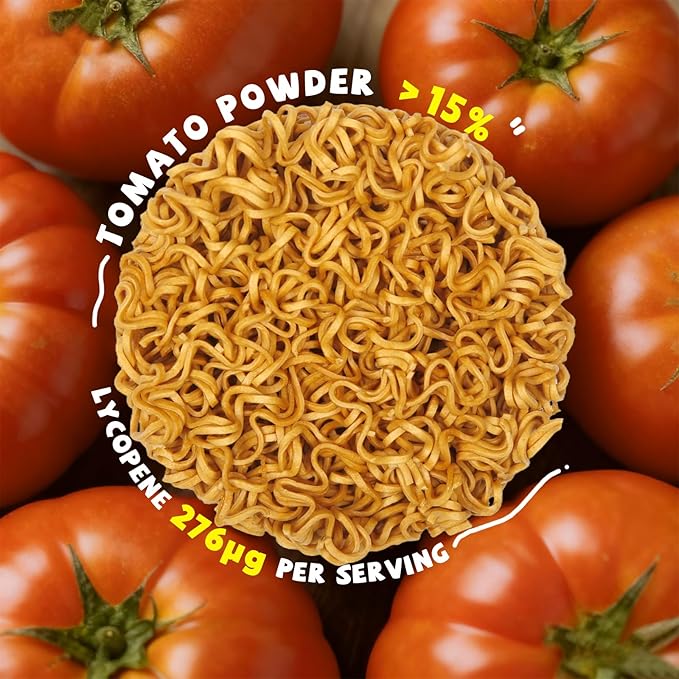 SUNGIVEN Organic Ramen Noodles Tomato Healthy Low Sodium Ready in 3 Minutes Non-Fried Instant No Additives or Preservatives 2.47 OZ (Pack of 10)