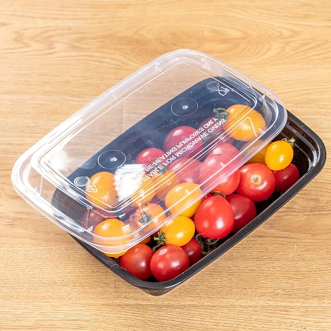 24 oz Meal Prep Containers - 50 Pack Bulk, Leakproof with Lids, Microwave/Freezer/Dishwasher Safe - For Salads, Sides & Portion Control