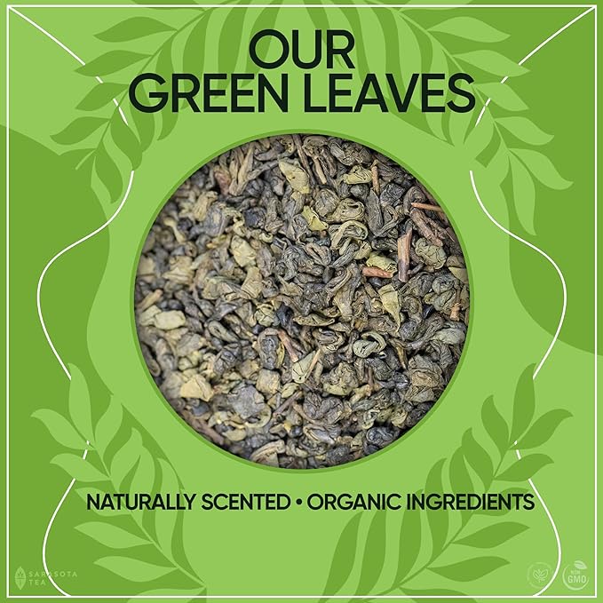 Organic Gunpowder Green Loose Leaf Tea | 100% USDA Organic Chinese Green Tea | Premium Grade | Bold & Earthy Flavor | 8oz Bulk Bag | High Antioxidants | Hot or Iced | Non-GMO