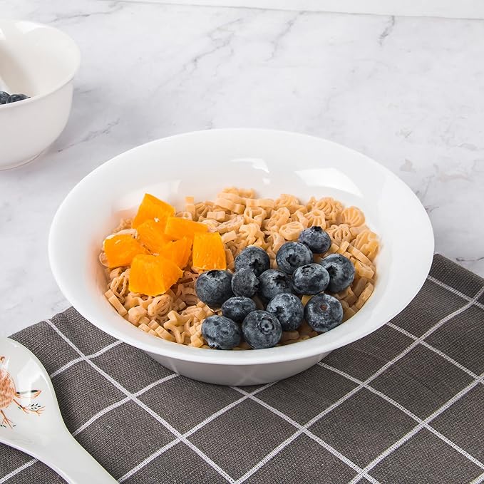 Soup Bowls Set of 4, Tempered Glass White Cereal Bowls, 20 OZ Round Dish Set, Microwave & Dishwasher Safe Glass Bowl Set