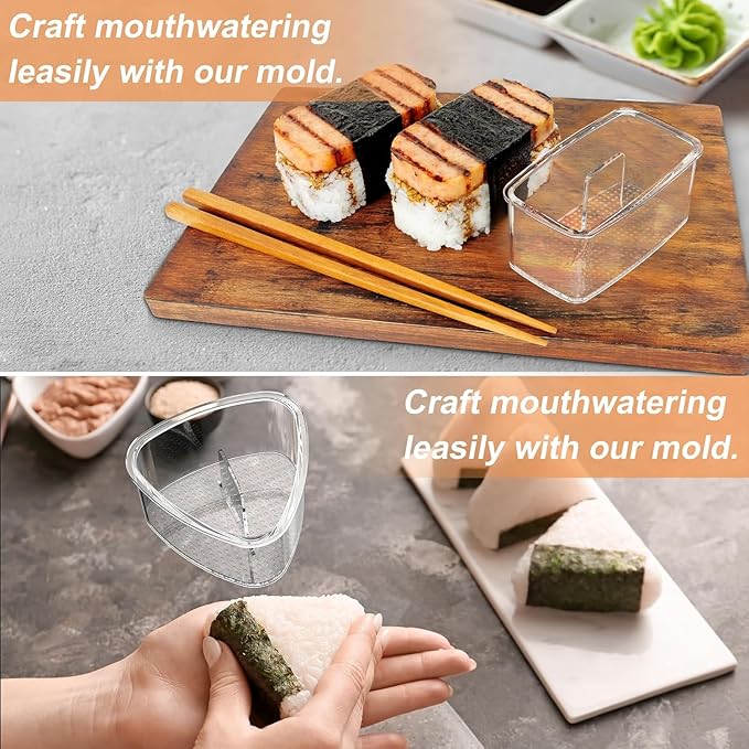 Sushi Making Kit Set – Clear Sushi Bazooka, Musubi Press Mold, Onigiri Rice Mold & Bamboo Sushi Rolling Mat – Easy Homemade Sushi Tools for Beginners & Sushi Lovers