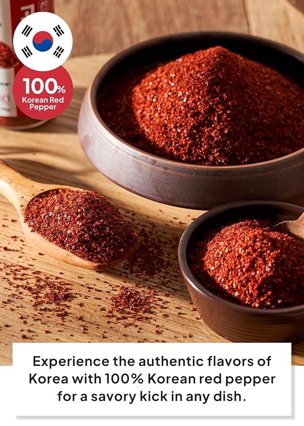 Korean Food Haetnim Maeul 100% Korean Red Chili Powder | Large Particle Powder For Stir Fry and Seasoning 3.5oz(100g) | Vegan, NO MSG