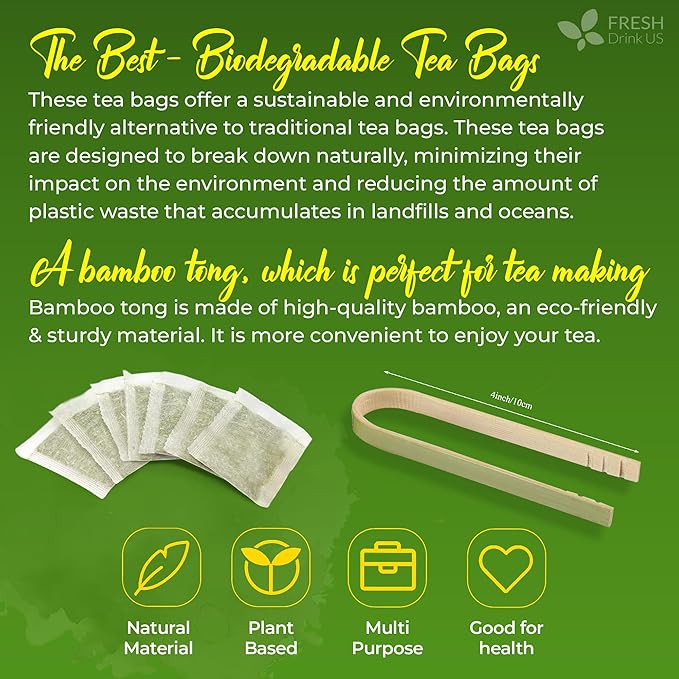 FreshDrinkUS, Premium 75 Fennel Seed Tea Bags – 100% Natural & Pure, Handmade Herbal Tea, Eco-Friendly, Fresh Aroma, Made with Natural Material Tea Bags. No Sugar, No Caffeine, No Gluten, Vegan.