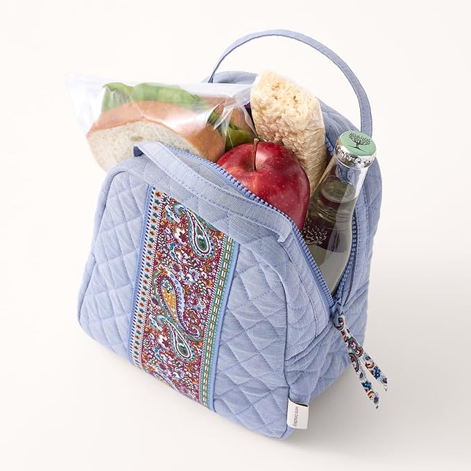 Premium Cotton Lunch Bag, Flowering Paisley Goji Berry, One Size