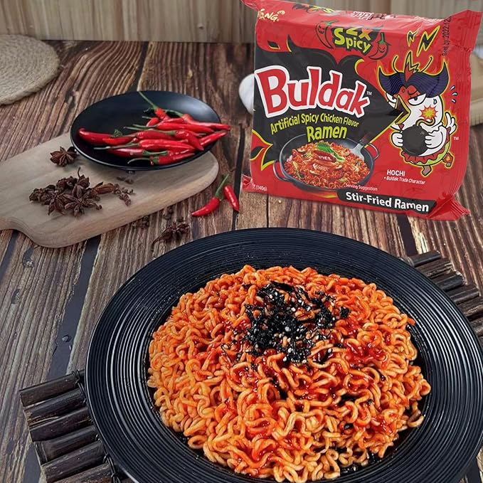 Samyang Buldak Hot Chicken Spicy Ramen Korea Instant Packaged Noodles,4.94 oz,2x Spicy,5 Pack