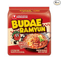 Nongshim Budae Ramyun, Korean Army Stew-Style Instant Noodles with Spicy Chilli Bean Broth, Chewy Noodles 4.23 Oz (Pack of 4)