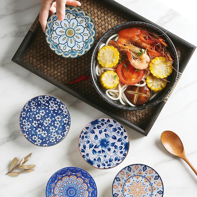 6PCS Ceramic Dipping Bowls,Small Bowl,Soy Sauce Dish Dipping Sauce Bowl,Sauce Plates Tiny Bowls for Condiments Sushi Dishes Soy Sauces Ketchup Snack Side Dishes Set of 6