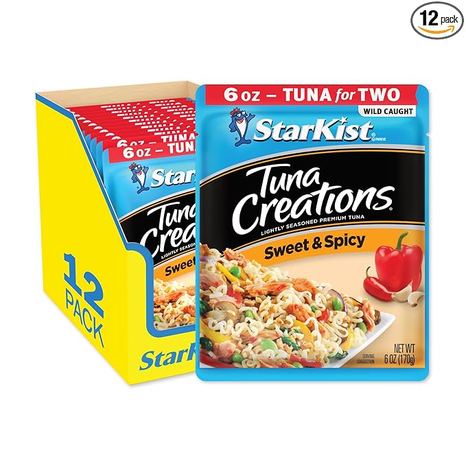 StarKist Tuna Creations Sweet and Spicy Pouch (6 oz - 12 Pack) Wild Caught, High Protein Shelf Stable Seafood, Gluten Free, Soy Free, No Draining, Ready to Eat for Salads and Sandwiches