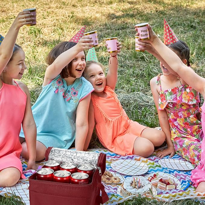 Nuogo 15 Pack Insulated Lunch Bags Bulk, Reusable Cooler Boxes, Leakproof Lunch Boxes Set, Waterproof Thermal Coolers, Insulated Beverage Bag for Women Men Work Picnic Beach(Wine Red)