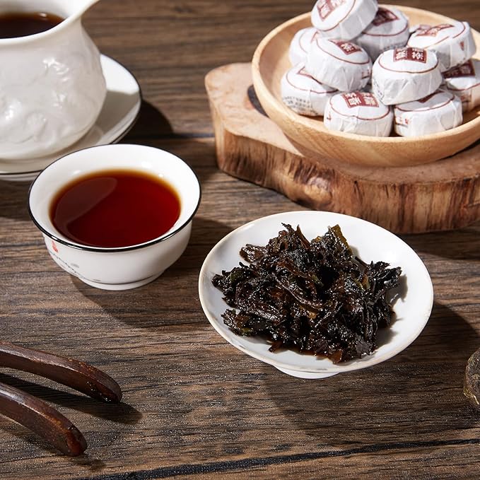 HUAYING Pu-erh Tea, Ripe Puerh Mini Tea Cake with Glutinous Rice Fragrant, Loose Leaf Tea (8.47 Ounce/240g)