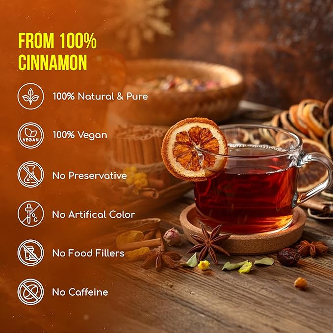 FreshDrinkUS, Premium 135 Cinnamon Tea Bags, 100% Natural & Pure, Herbal Tea, Made with Natural Materials-Corn Fiber Tea Bags, Sugar/Caffeine/Gluten Free. Warmly Taste and Balance.