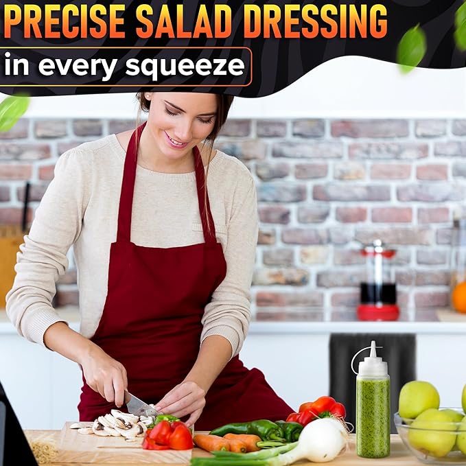 10-Pack Plastic Condiment Squeeze Bottles 12 oz – Refillable Squirt Bottles with Narrow Tip, Leak-Resistant | Great for Oil, Sauces, Ketchup, Mayonnaise, Syrup, Dressing, Summer BBQ and Catering Use