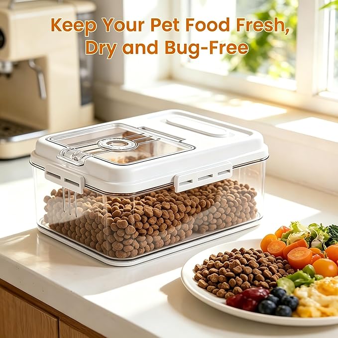 Dynta Dog Food Storage Container, 2 Pack, Airtight Seal for Freshness, Time Recording Bread Containers with Lidfor Freshness for Dog Cat, Rice, Flour