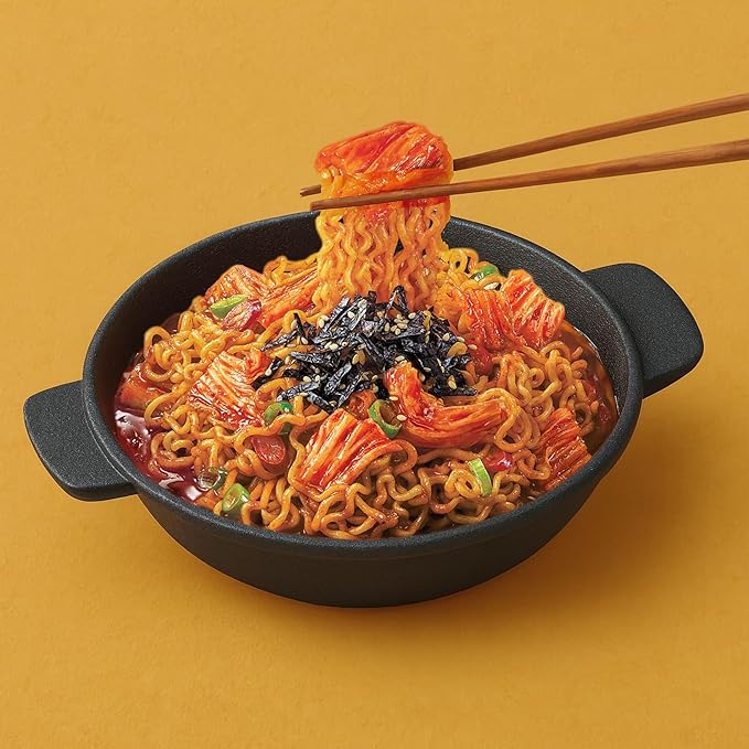 Paldo Fun & Yum Mr. Kimchi Ramen Stir Fried Instant Noodles, Stir-fried Kimchi Flavored, Soupless Original Korean Ramyun, Spicy Ramen Challenge, 미스터 김치 김치볶음면 134g (4.72 oz) x 8 Pack