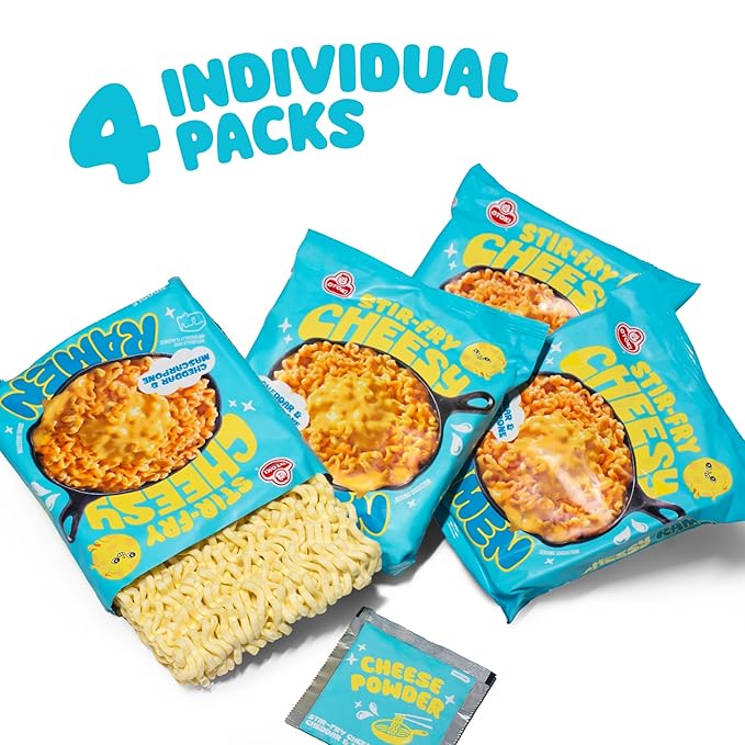 Otoki Cheesy Ramen Noodles, Mac & Cheese Meets Ramen, Cheddar & Mascarpone Flavor, Korean Instant Ramen, 3.88 oz Pack of 8