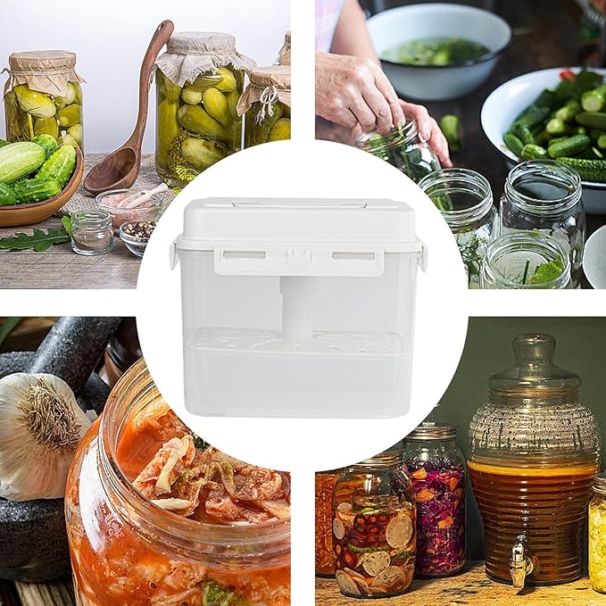 Kimchi Fermentation Container - Airtight 4/5L Pickle Keeper With Handle And Lid, Kimchi Box - Clear Kimchi Press Fermentation Storage Container, Maintain Fresher Taste, vinegar